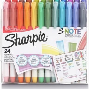 SHARPIE S-Note Creative Markers, Assorted Colors, Chisel Tip, 24 Count